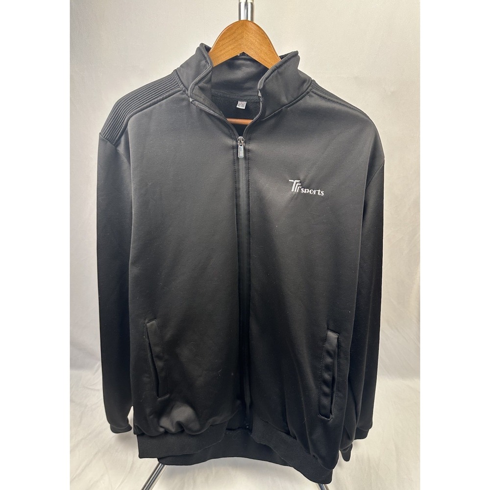 Trsports Mens Tracksuit Set Black Full Zip Jacket and Pants Size XL Athletic